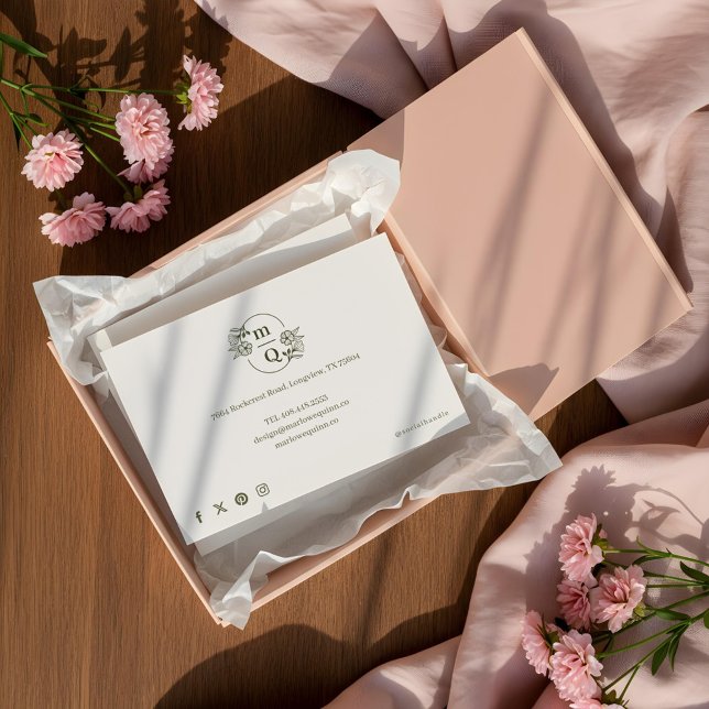 Tack för ditt kort för elegantens botaniska monogr (Elegant Botanical Monogram Order Thank You Card)