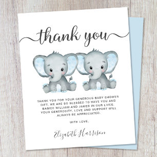 Tack för ditt kort för Elephant Twin Pojke Shower