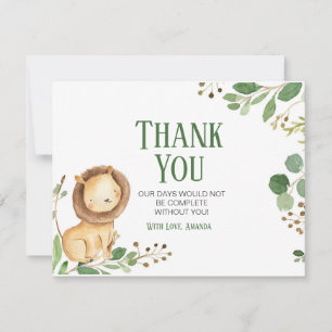 Tack för ditt kort för Greenery Lejon Baby Shower