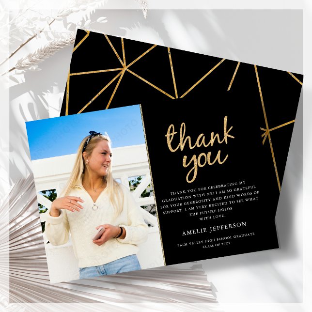 Tack för ditt kort för Guld Geometric Photo Studen (Skapare uppladdad)