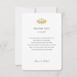 Tack för ditt kort för Guld Lotus Flower Bröllop