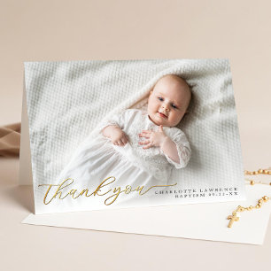 Tack för ditt kort för guld Modern Script Baptism