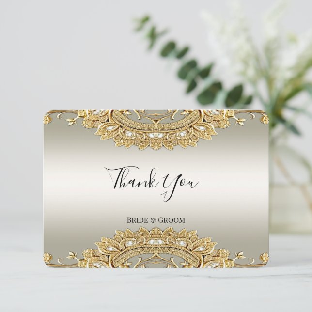 Tack för ditt kort för Guld Ornate (Stående Fram)