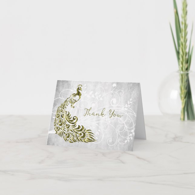 Tack för ditt kort för Guld Peacock (Framsida)