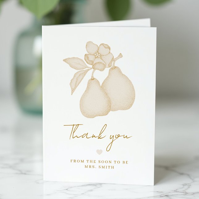 Tack för ditt kort för guld Perfekt Pear Möhippa (Simple Thank You Card)