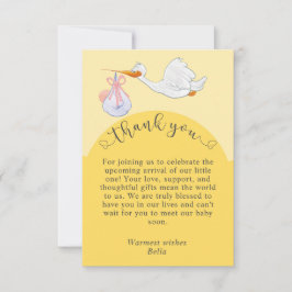 Tack för ditt kort för gult Baby Shower Stork