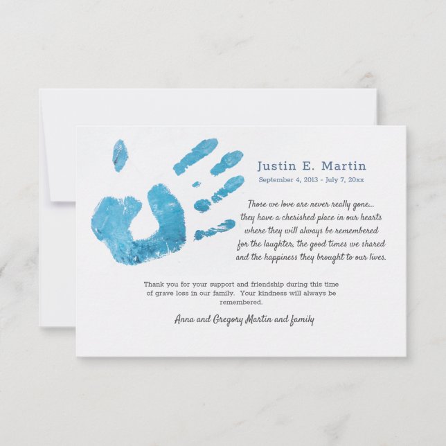 Tack för ditt kort för Handflatan Skriv ut sympati (Framsida)