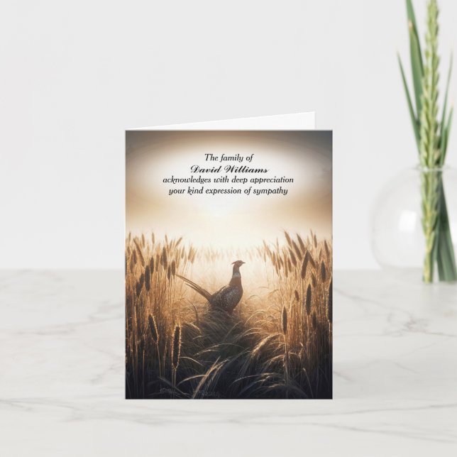 Tack för ditt kort för heasant Sympathy (Framsida)
