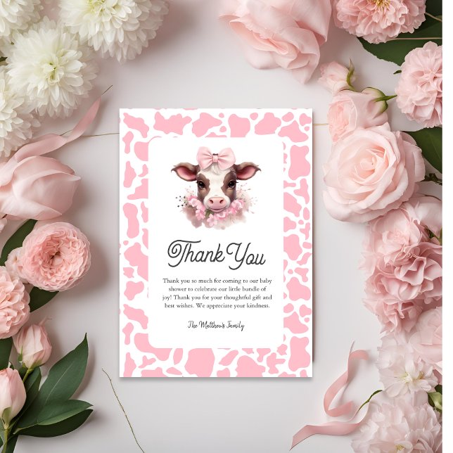 Tack för ditt kort för heliga Rosa Baby Shower (Holy Cow Baby Shower Thank You Card )