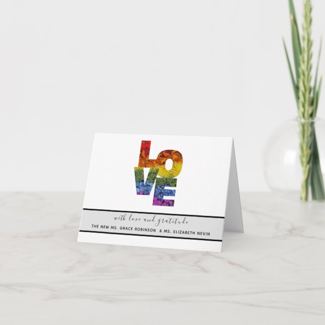 Tack för ditt kort för KÄRLEK-blommor samma kön Br (Framsida)