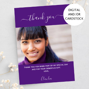 Tack för ditt kort för lila av födelsedagsfoto