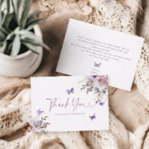 Tack för ditt kort för lila Blommigt Baby Shower B