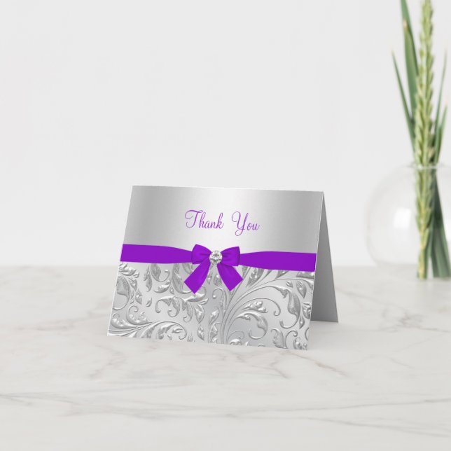 Tack för ditt kort för lila blommigt och fack (Framsida)