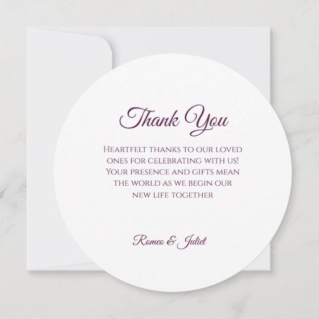 Tack för ditt kort för lila Blommigt Ring Bröllop (Baksida)