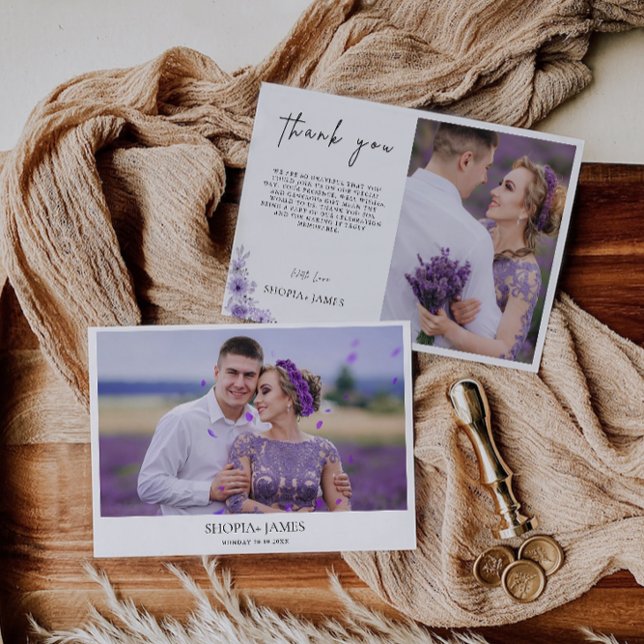 Tack för ditt kort för lila Bröllop (Purple Wedding Thank You Card)