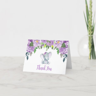 Tack för ditt kort för lila Elephant Baby Shower