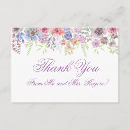 Tack för ditt kort för lila och blå Wildblomma