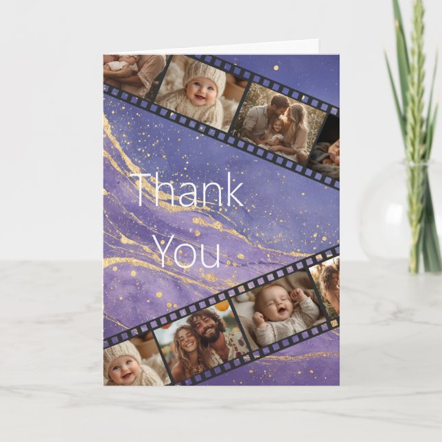 Tack för ditt kort för lila och Guld Marble Film S (Framsida)