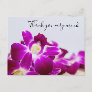 Tack för ditt kort för lila orchid-blomman