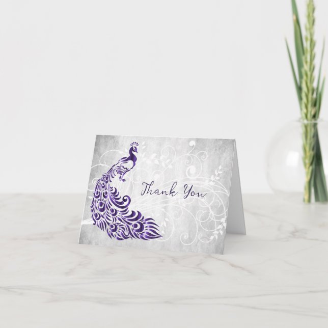 Tack för ditt kort för lila Peacock (Framsida)