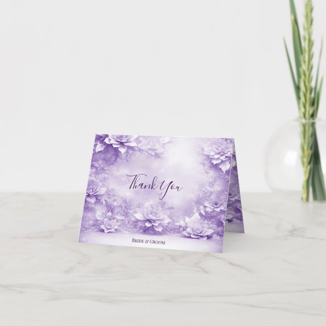 Tack för ditt kort för lila White Flowers (Framsida)