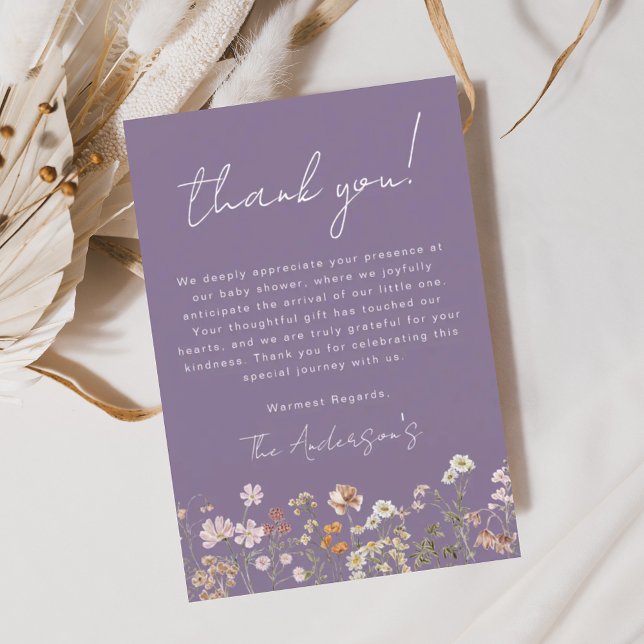 Tack för ditt kort för lila Wildblomma Baby Shower (Skapare uppladdad)