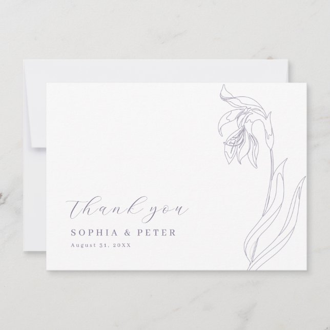 Tack för ditt kort för linjeblomman Lavender (Framsida)