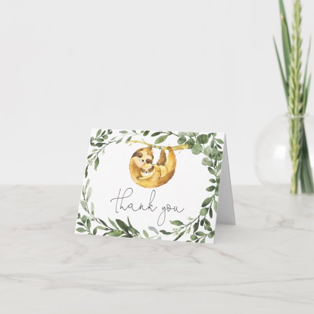 Tack för ditt kort för mamma Sloth Baby Shower (Framsida)