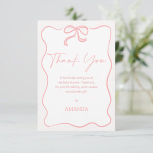 Tack för ditt kort för Modern Rosa Girl Bow Baby S