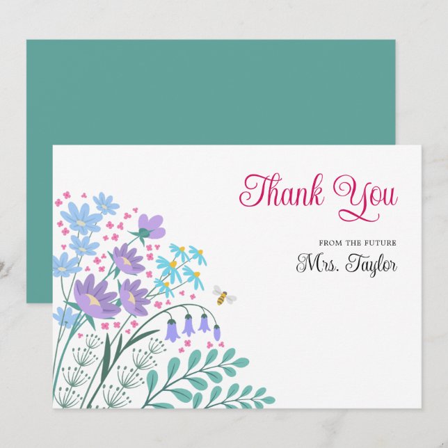 Tack för ditt kort för möhippa Bouquet Wildblommor (Fram/baksida)