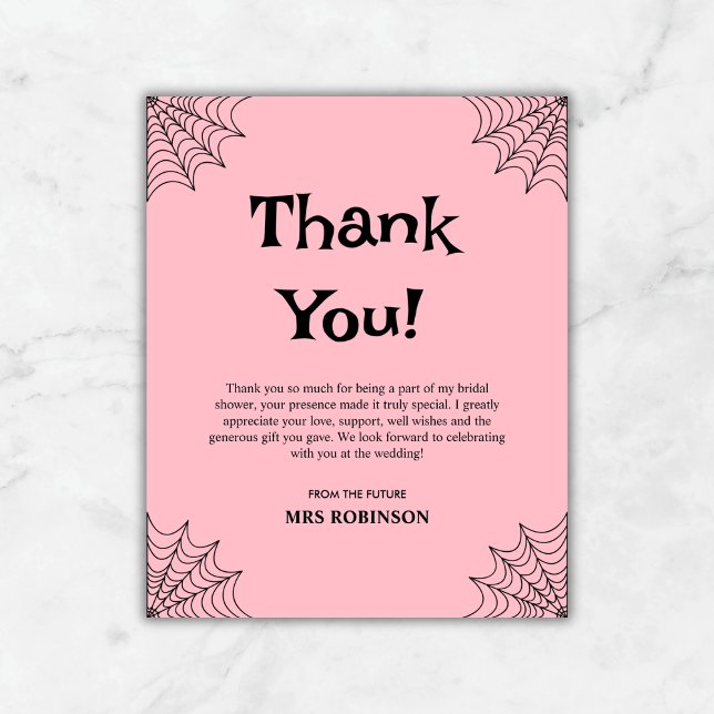 Tack för ditt kort för Möhippan rosa Halloween (Budget Pink She Found Her Boo Halloween Bridal Shower Thank You Card  )