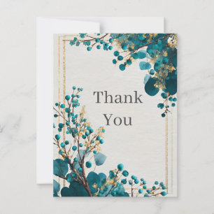Tack för ditt kort för mörk Teal & Guld Blommigt