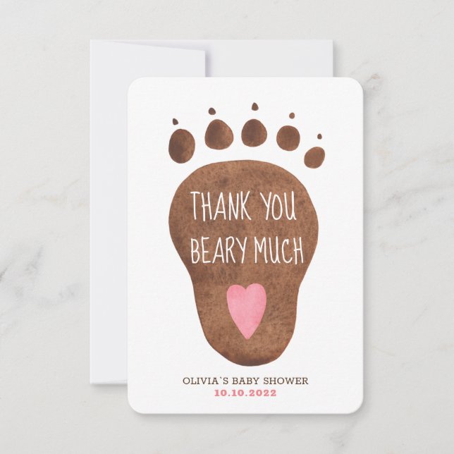 Tack för ditt kort för nalle Beary Baby Shower (Framsida)