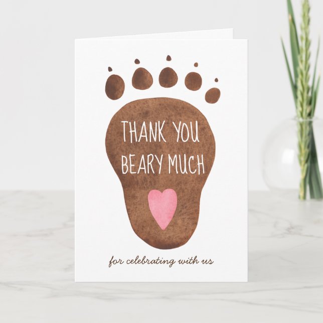 Tack för ditt kort för nalle Beary Baby Shower (Framsida)
