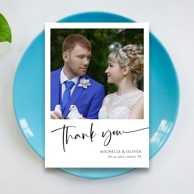 Tack för ditt kort för personlig Elegant bröllop (Zazzle Personalized Elegant Photo Wedding Thank You Card)