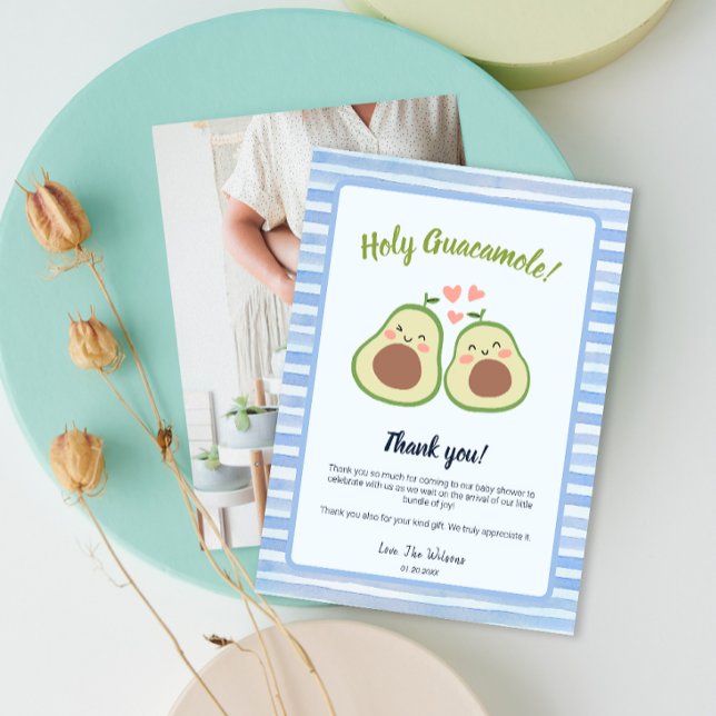 Tack för ditt kort för Photo Avocado Baby Shower P (Photo Avocado Baby Shower Party Thank You Card)