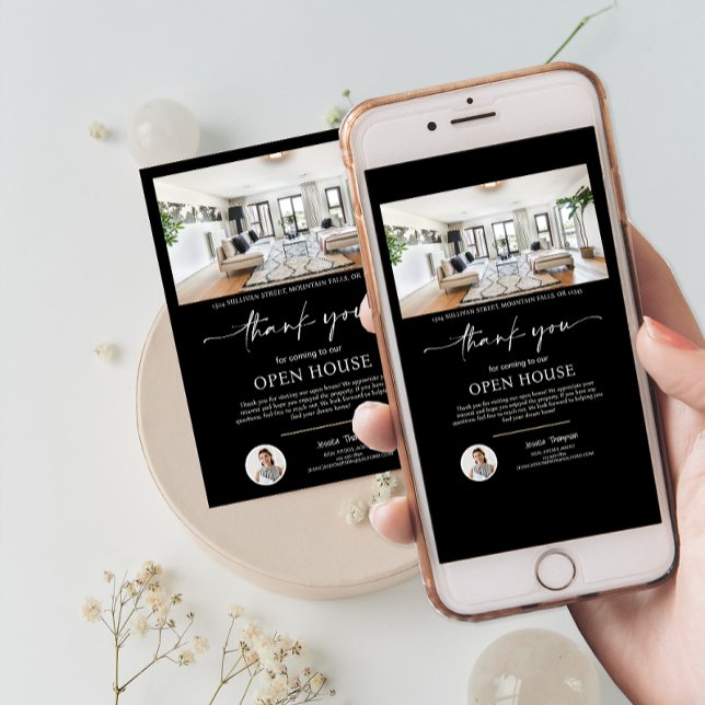 Tack för ditt kort för Photo Real Gods Open House- (Photo Real Estate Open House Script Thank You Card)
