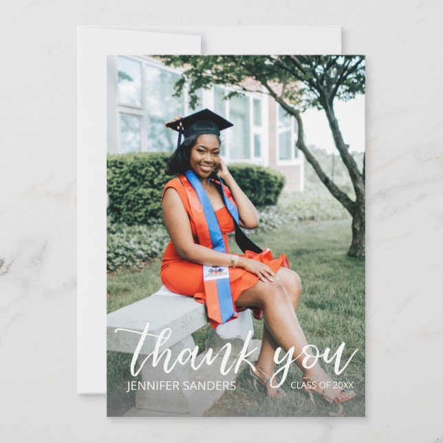 Tack för ditt kort för Photo Studenten Hat Calligr (Framsida)