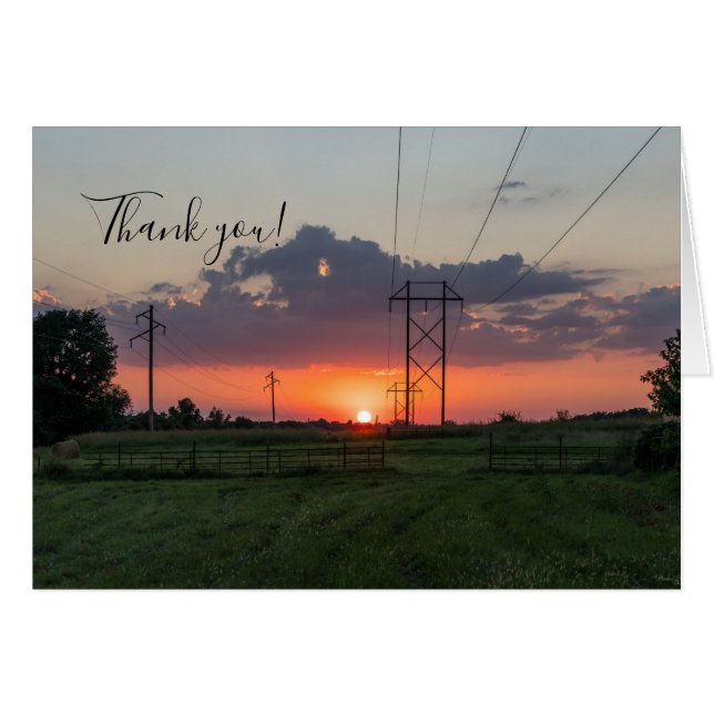 Tack för ditt kort för PowerLine Sunset liggande l (Framsidan Horizontal)