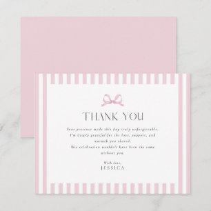Tack för ditt kort för Preppy Rosa Stripe Bow Baby