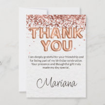 Tack för ditt kort för Ro Guld Födelsedagsfest