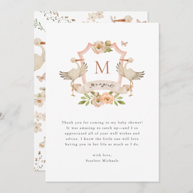 Tack för ditt kort för Rosa (Fram/baksida)