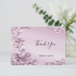 Tack för ditt kort för rosa Blommigt Foliage