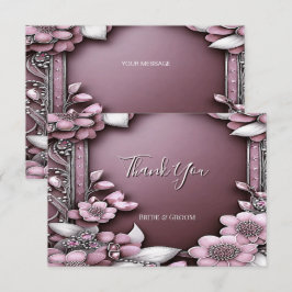 Tack för ditt kort för rosa Blommigt Ram