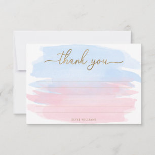 Tack för ditt kort för rosa Blue Watercolor