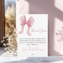 Tack för ditt kort för rosa Bow Baby Shower