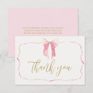 Tack för ditt kort för rosa Bow Baby Shower Girl