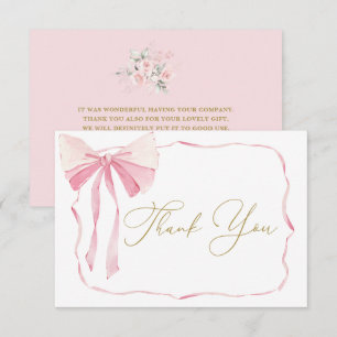 Tack för ditt kort för rosa Bow Baby Shower Girl