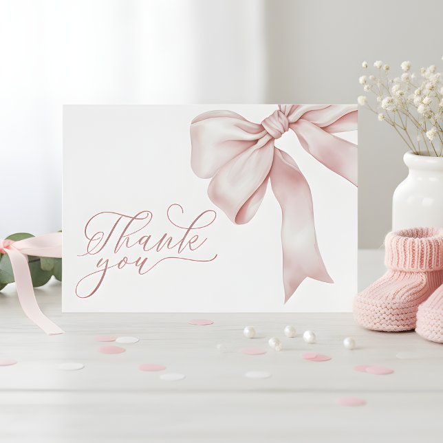 Tack för ditt kort för rosa Bow Girl Baby Shower (Skapare uppladdad)