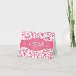 Tack för ditt kort för rosa Damask Blank Bröllop